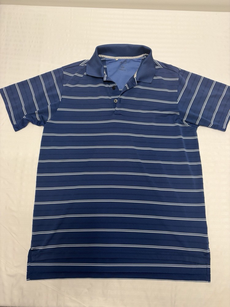 Adidas ClimaCool Athletic Golf Polo Shirt Men's Size Medium Blue Striped