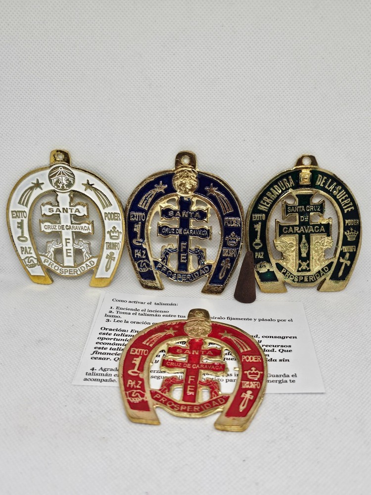 TALISMAN HERRADURA DE LA SUERTE Y DINERO CON CRUZ DE CARAVACA  