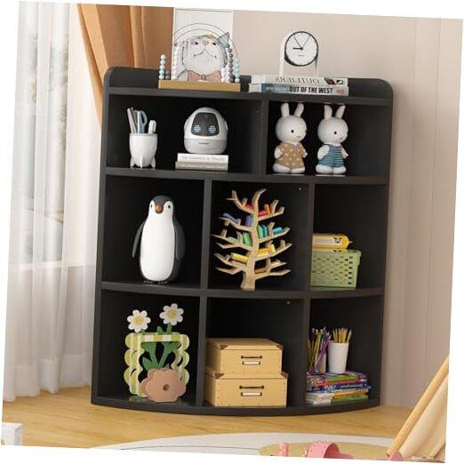 Modern Triangle Corner Cube Shelf with 8 Wooden Cubbies for Stylish Storage