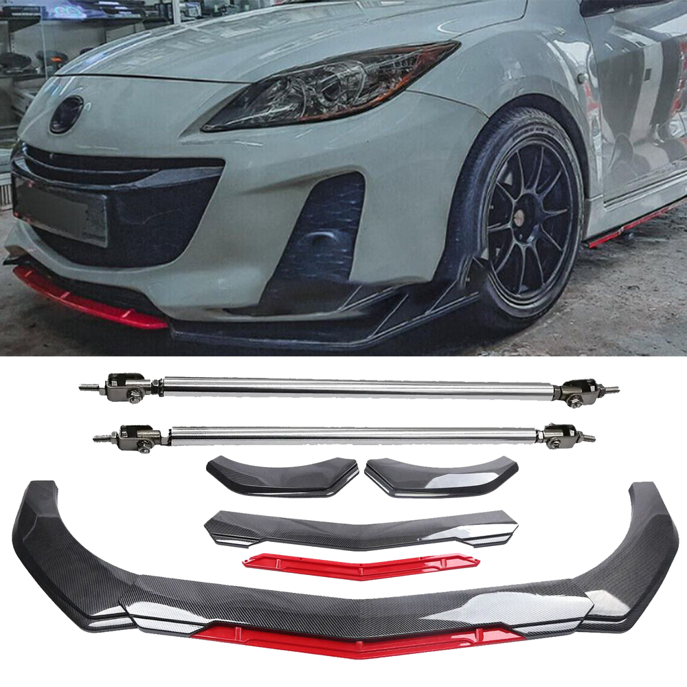 Carbon Fiber Front Bumper Lip Spoiler Splitter for Mazda 2 3 6
