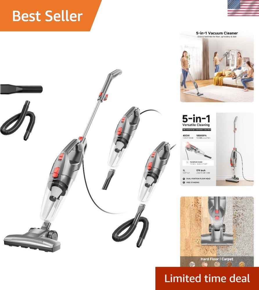 3-in-1 Corded Vacuum Cleaner - Lightweight, Powerful Suction & Versatile Uses