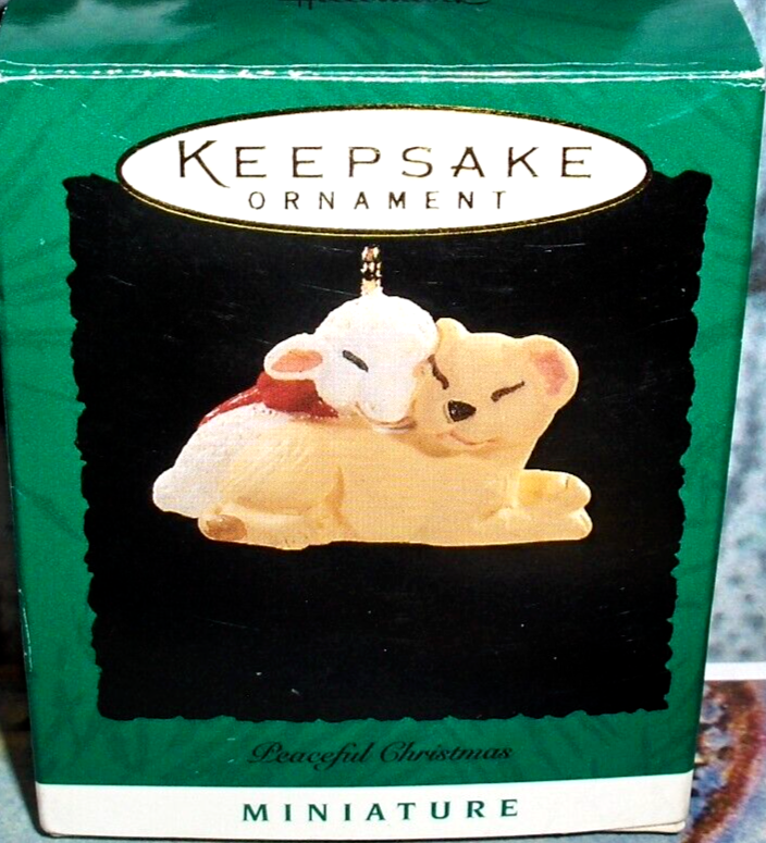 Peaceful Christmas-Friends`1996`Miniature-Lion With Lamb,Hallmark Ornament-NICE