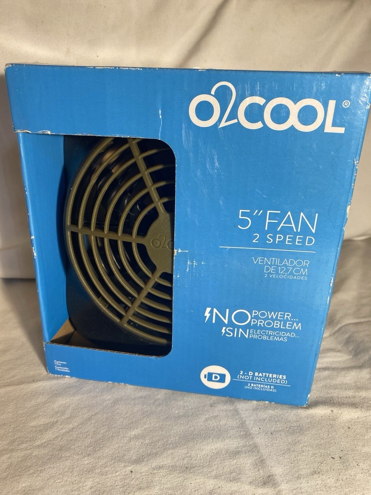 O2 Cool Portable Fan, Battery Operated, 5-inch Blade, Grey/Black