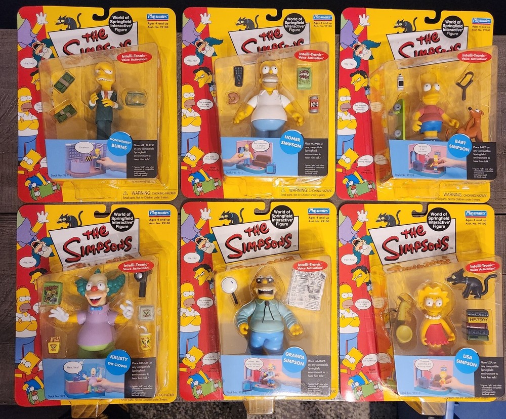 Playmates WOS Simpsons Series 1 Set Of 6 - Bart Grandpa Homer Krusty Lisa Burns