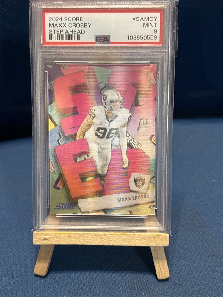 2024 Score F.BALL Step Ahead Maxx Crosby Linticular CASE HIT PSA9 POP 2💥💎