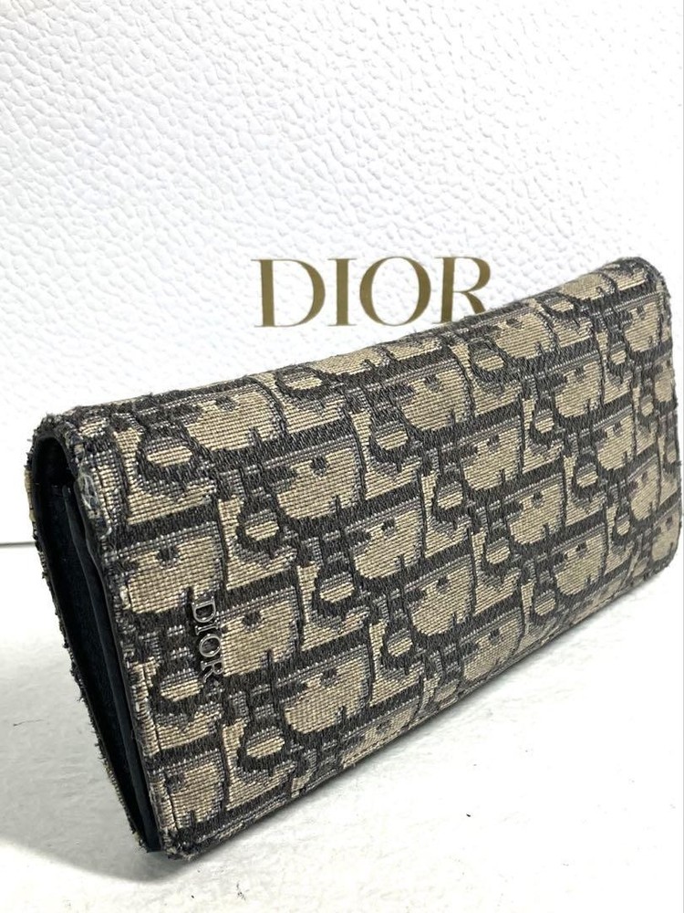 Dior Oblique Jacquard Vertical Bifold Wallet Pre-Owned