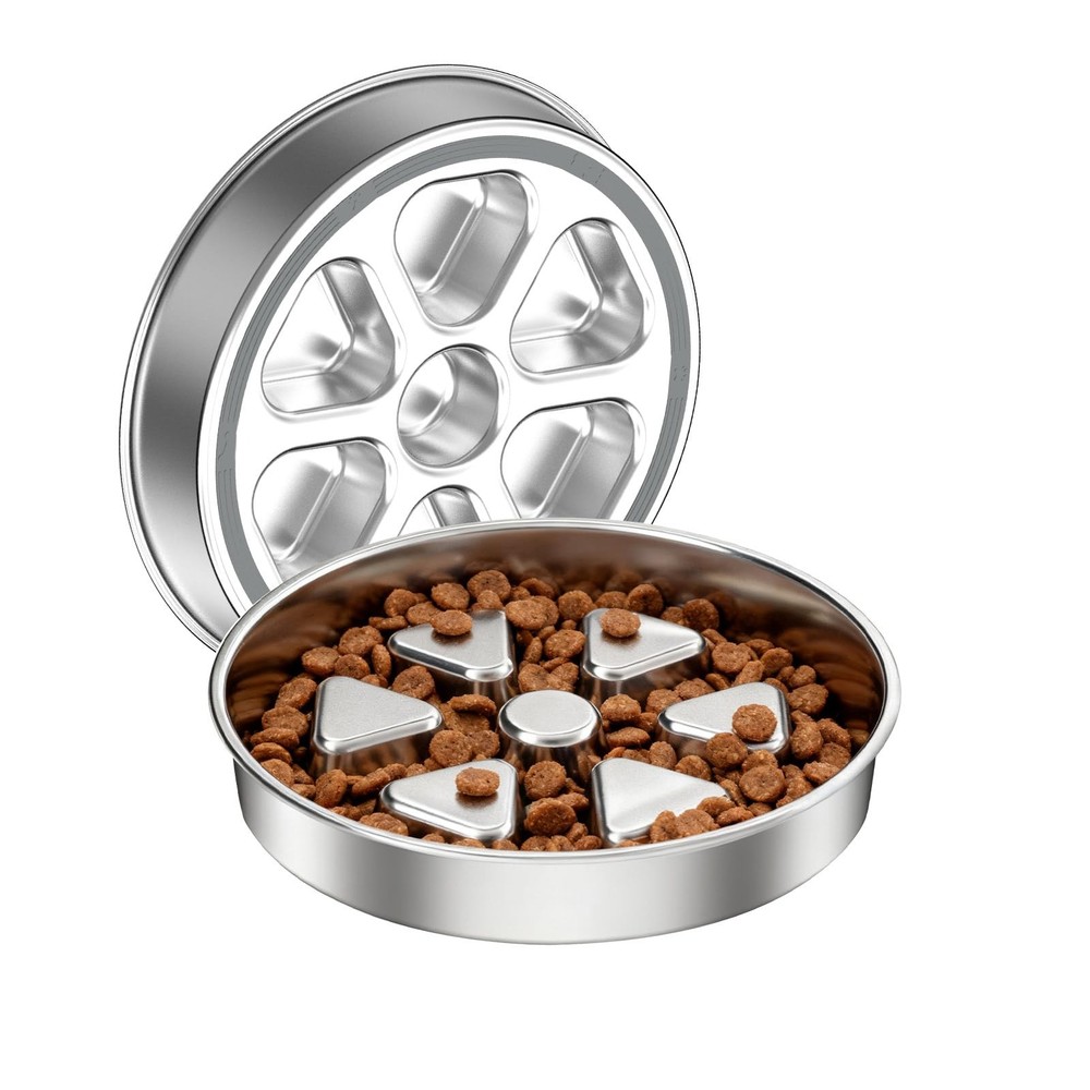 New Kactoily Stainless Steel Slow Feeder 2.5-3 Cup Heavy Duty Eating Bowl, Deep