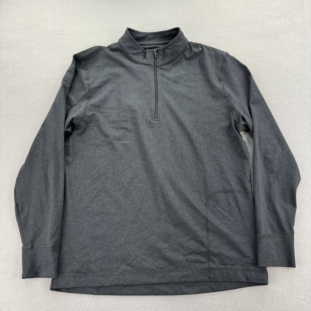 Municipal Pullover Mens Medium Gray Sport Utility Gear Half Zip Athletic Shirt