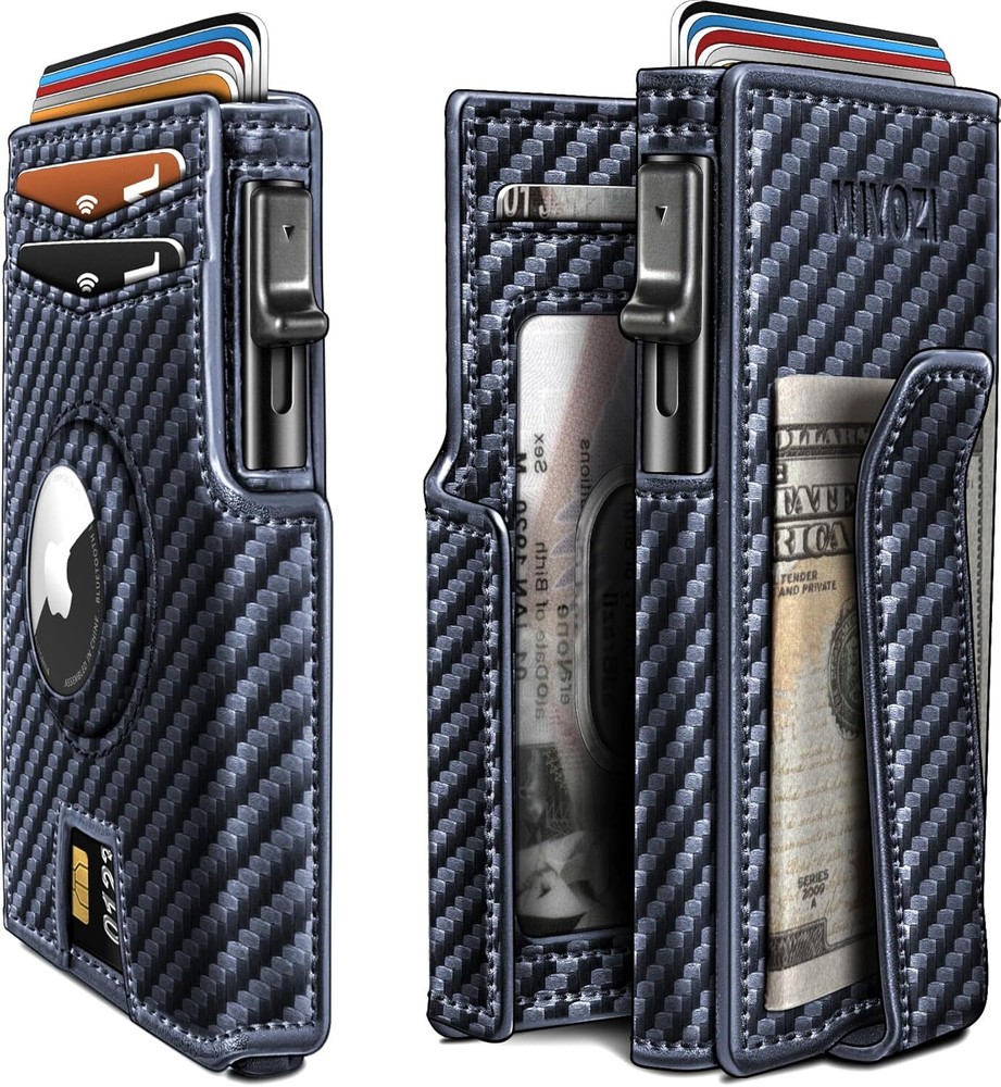 Slim Smart Airtag Wallet for Men with Money Clip & 10 Card Metal Case