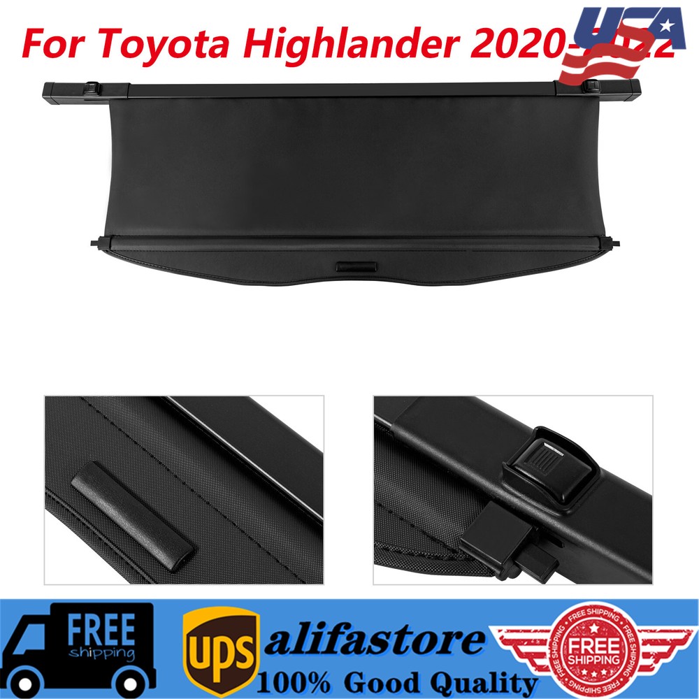 For Toyota Highlander Rear Trunk Shield Shade Cargo Cover Retractable 20-22