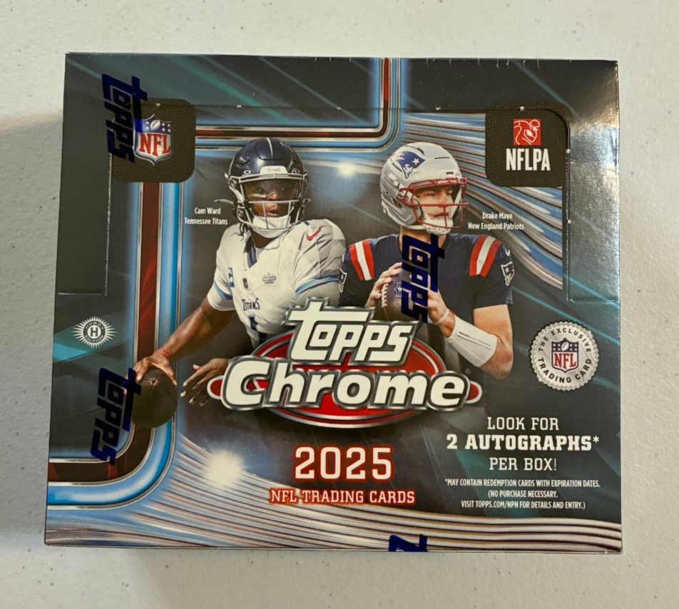 2025 Topps Chrome Football NFL Factory Sealed Hobby Jumbo Box