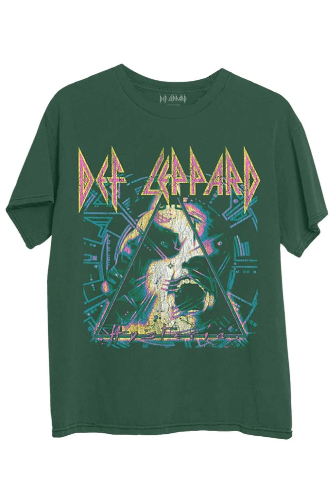 Def Leppard Hysteria Album Art Unisex Green Band Logo T-Shirt Official New