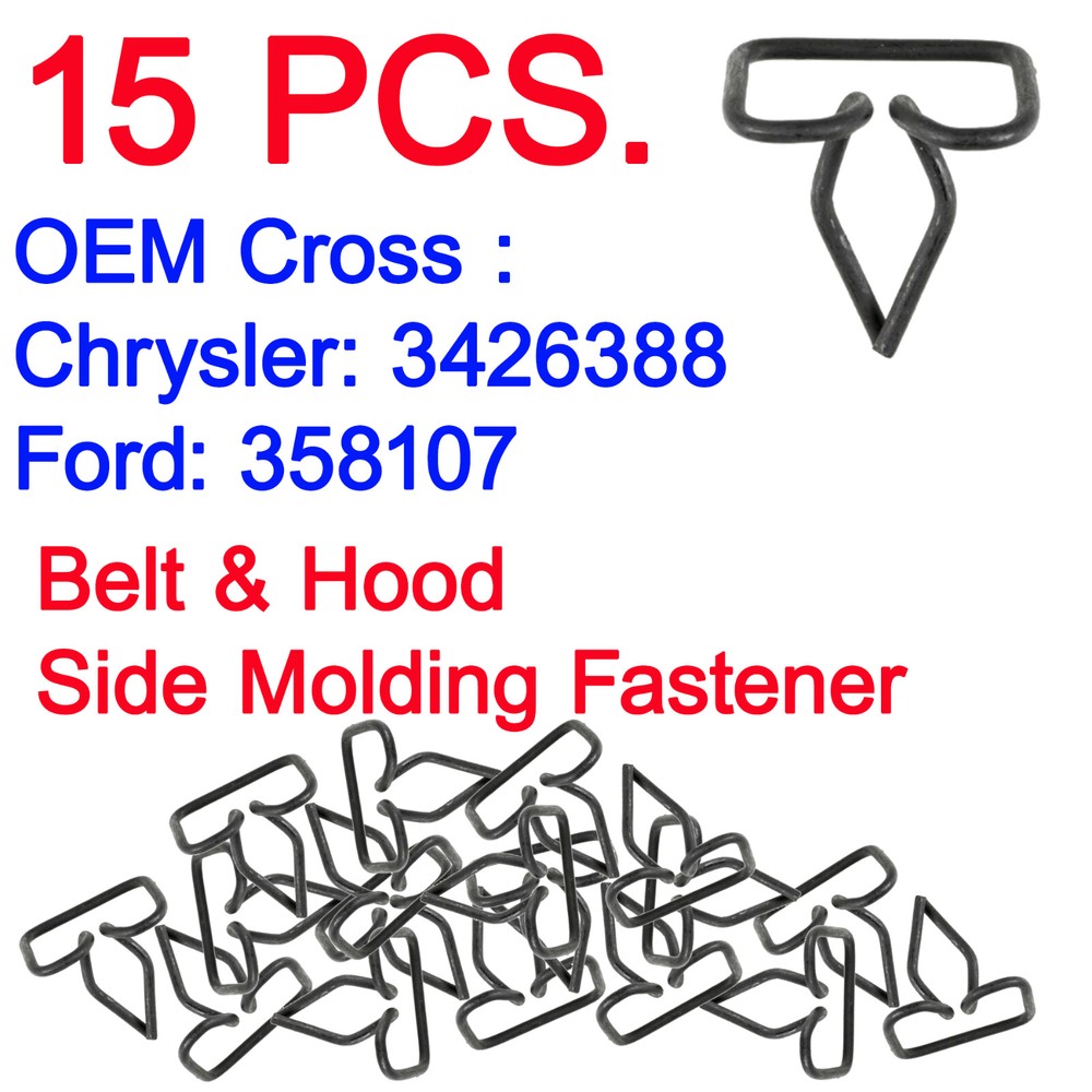 15 NOS FENDER & DOOR MOLDING CLIPS FORD AMC RAMBLER AMERICAN  3426388 , 358107