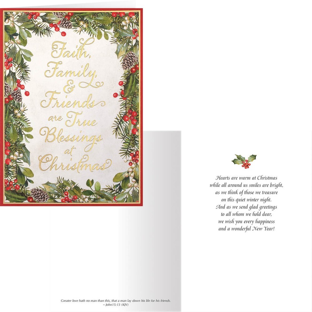 Faith Family Friends Holiday Card Pack - 20 Festive Christmas Greetings
