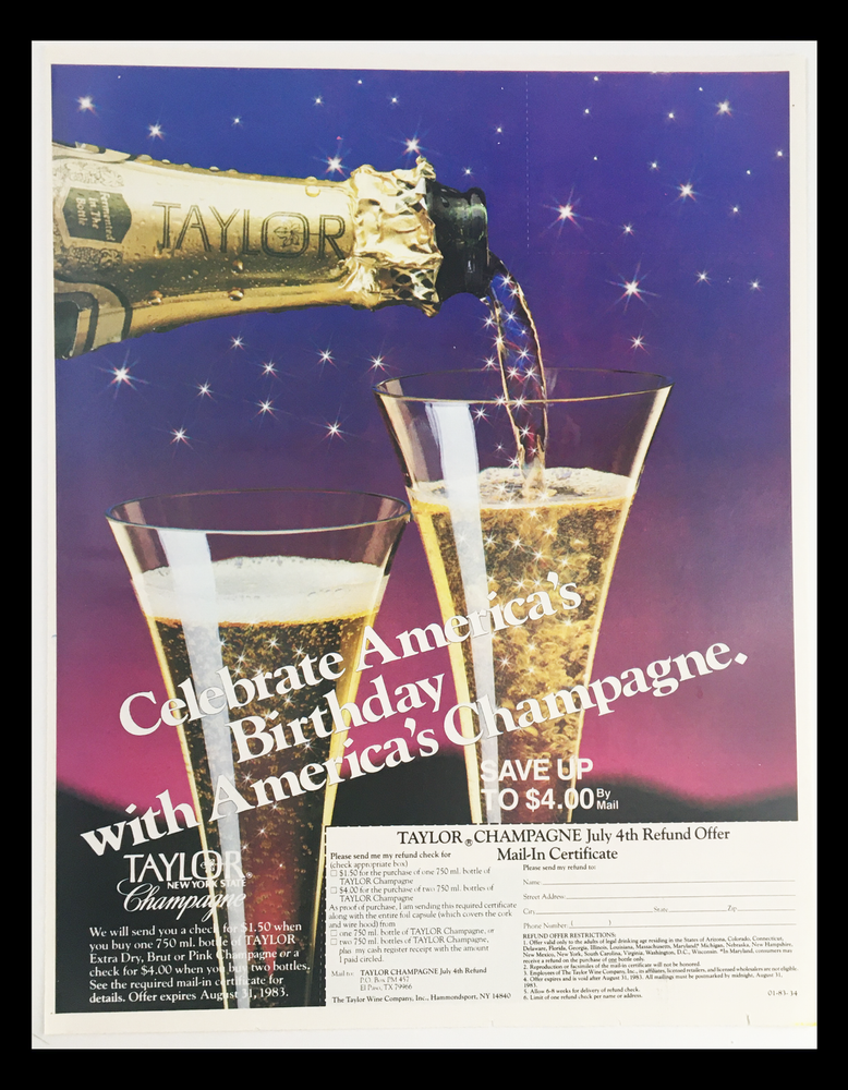 1984 Taylor New York Champagne Vintage Circular Coupon Promo Ad-image