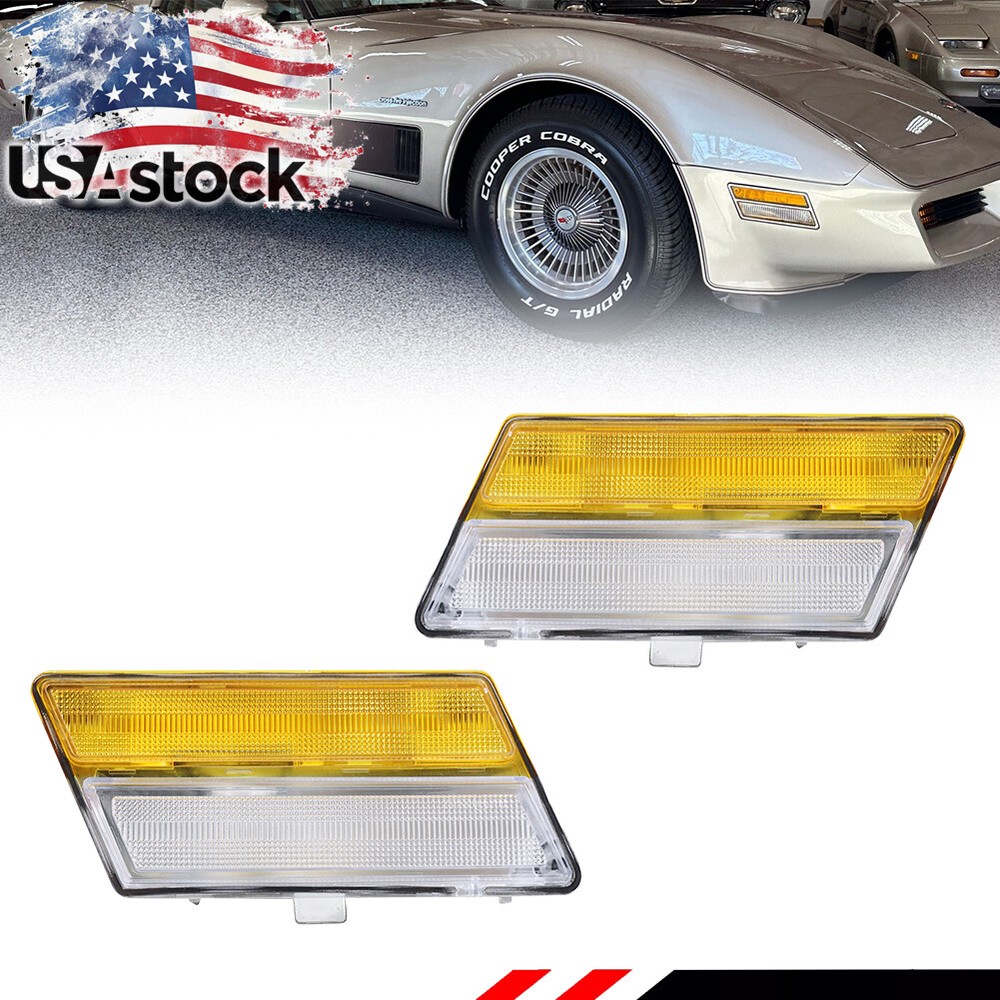 2X OEM-Spec Front Corner Turn Signal Marker Light For 1980 1981 1982 Corvette C3