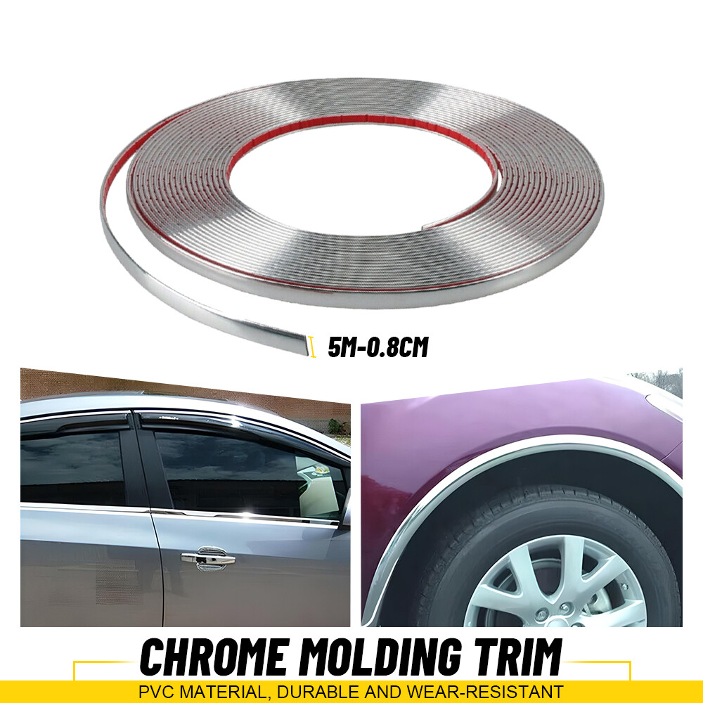 0.3in Chrome Trim Molding Strip Car Door Window Bumper Side Trime Protector 16ft