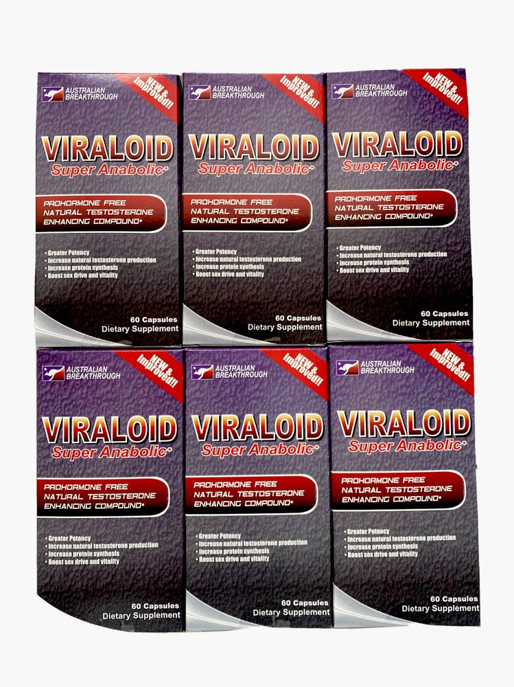 Build Muscle Strength Viraloid Natural Testosterone Booster Burn Fat  6 Bottles