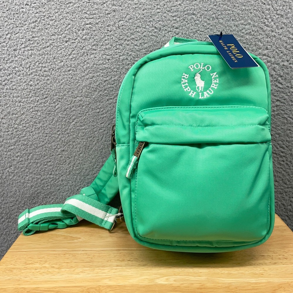 Polo Ralph Lauren Big Pony Logo Crossbody Small Backpack Plato Green 9AR155 New