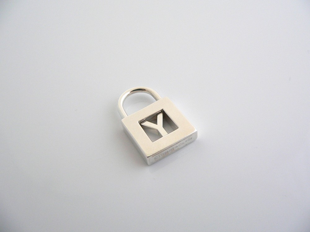 Tiffany & Co Silver Y Padlock Alphabet Pendant Charm Necklace Bracelet Gift