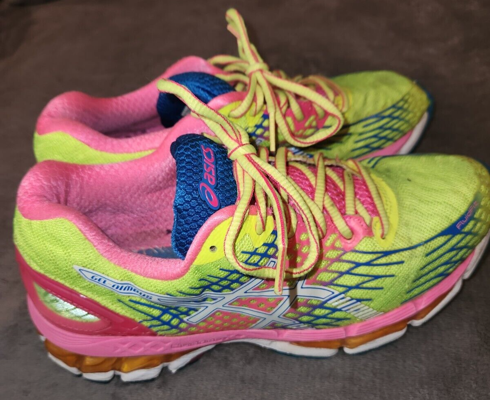 Asics Womens Gel Nimbus 17 T557N Green Pink Running Shoes Sneakers Size 7M