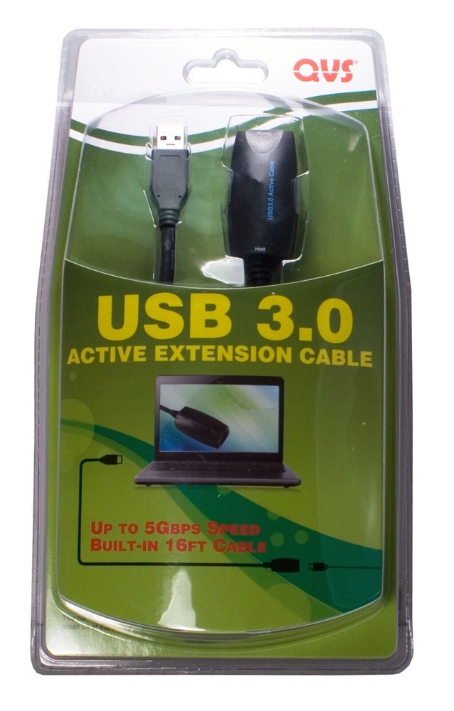 QVS 16ft USB 3.0 Data Cable High-Speed 5Gbps Transfer