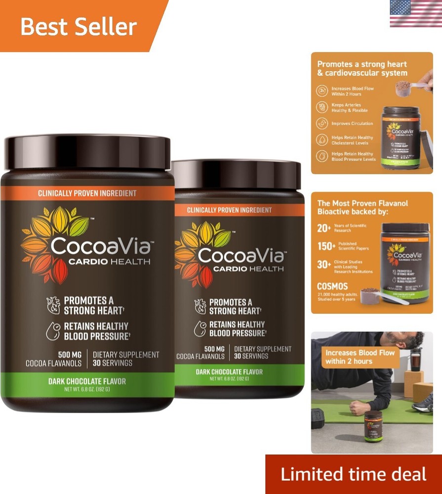 Cardio Health Cocoa Powder, 60 Servings, 500mg Cocoa Flavanols, Support Heart...