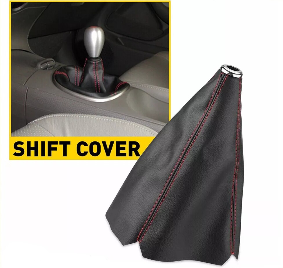 Shift Boot Cover Car Gear Shift Knob Dust Cover Leather Manual/Automatic Redline