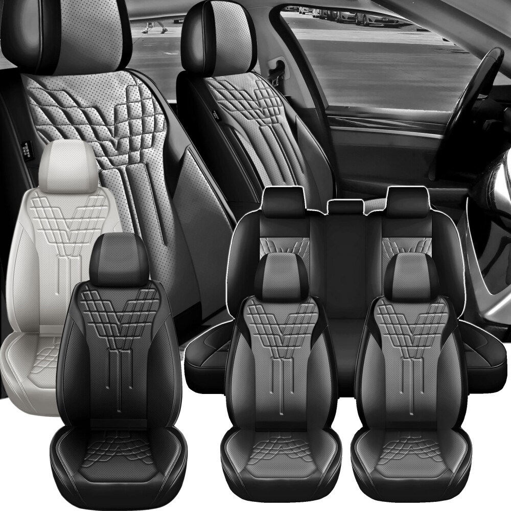 Universal 5-Seat PU Leather Car Seat Cover Set for Front & Rear