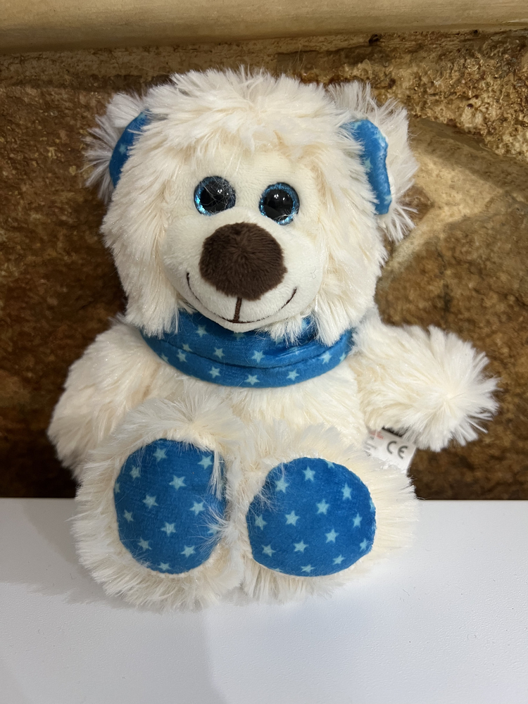 Cute Plush Toy Polar Bear White Blue Fluffy Stuffed Animal