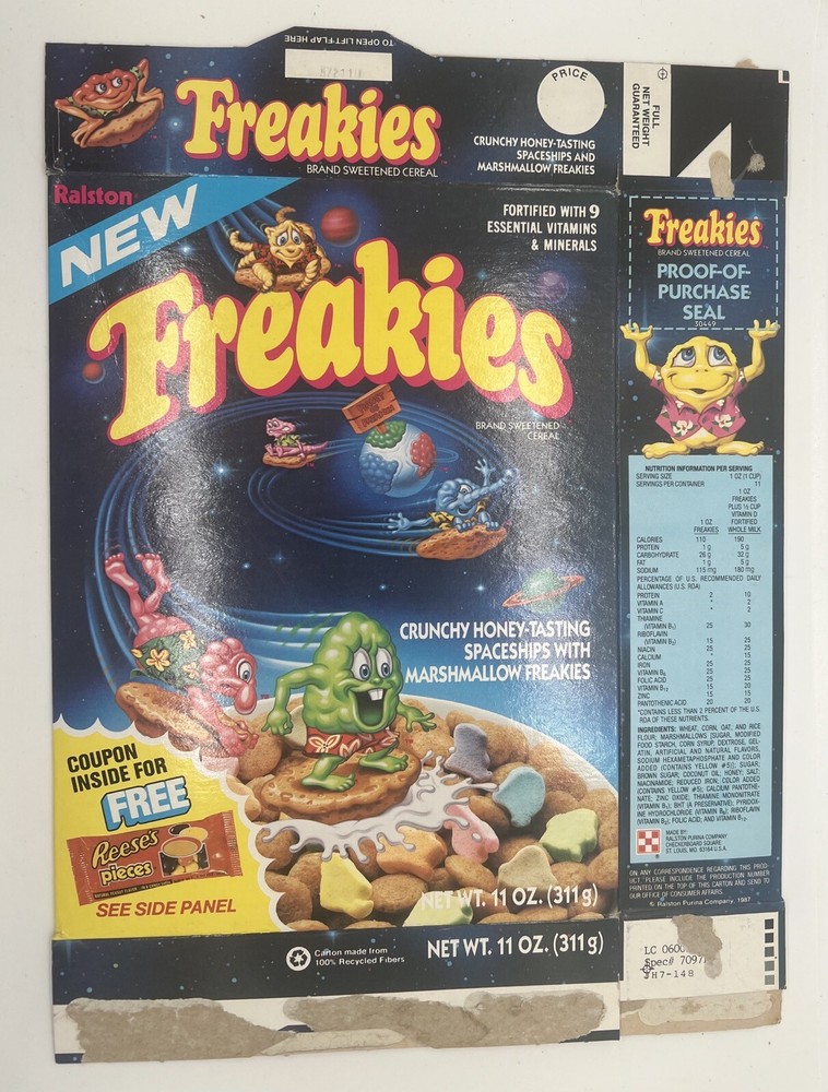 1987 Ralston Freakies Cereal Box Coupon Inside for Free Reeces Pieces Aliens