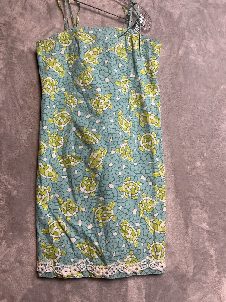 Lilly Pulitzer (Vintage) Sun Dress with Tie Straps Mosaic Sea Turtle Size (14)