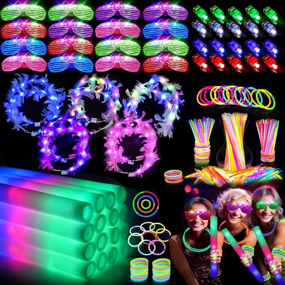 152-Piece Glow in the Dark Valentines Party Favors for Kids with 10 Foam Glow Sticks
