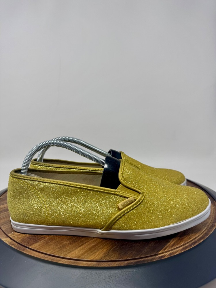 Vans Gold Glitter Sparkly Comfy Slip On Shoes Women's 9.5/Men's 8 NWOT