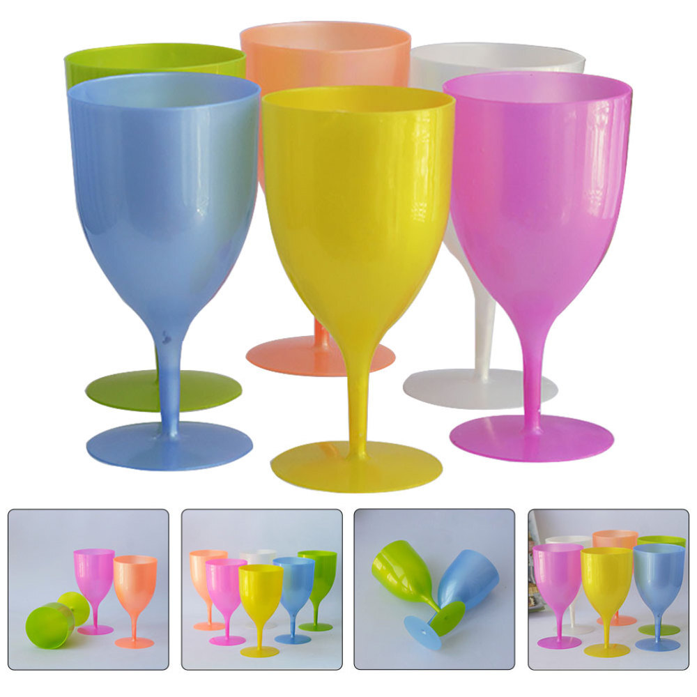 6 Colorful Tall Wine Glasses for Kids Beverage Goblets