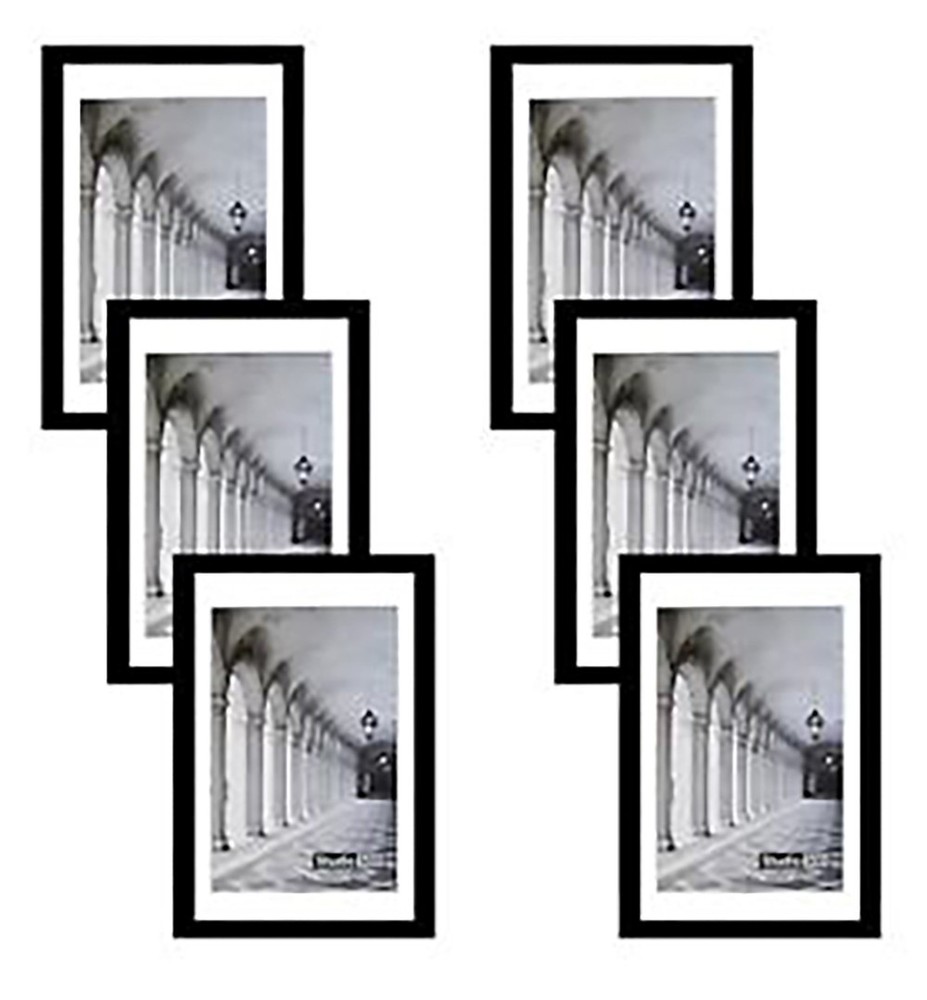 6pc Set of 24x36 Black Poster or Movie Wall Mounted Poster Wood Frames