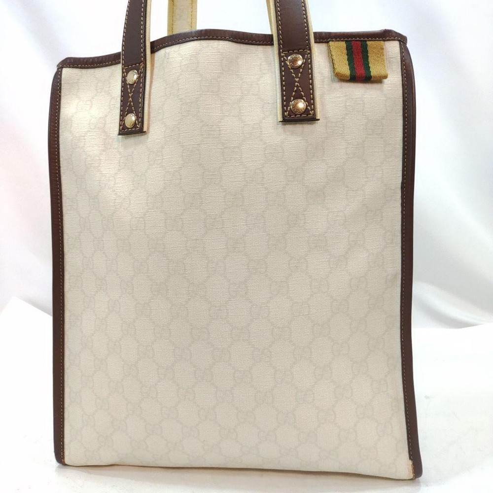 Gucci GG White Leather PVC Tote Shoulder Bag A4 Size New