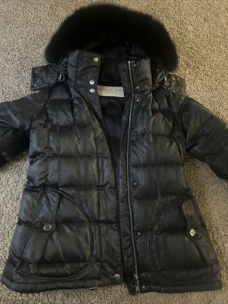 Burberry Brit puffer belted jacket with fur hood real fur