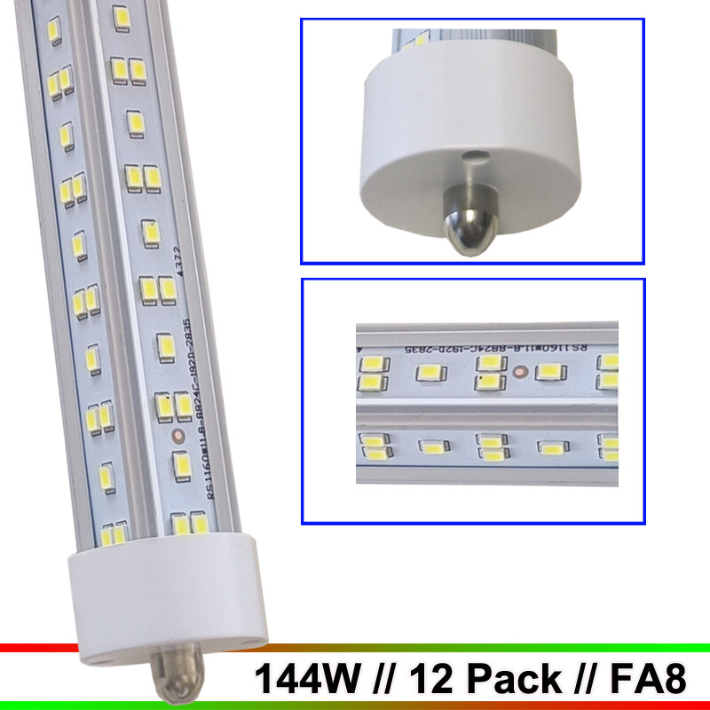 12 Pack T8 8ft LED Tube Light Single Pin FA8 Fluorescent Replacement Shop