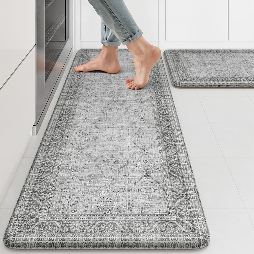 Anti Fatigue Kitchen Mat 2PCS,Waterproof Farmhouse Kitchen Rugs Non-Slip,Vint...