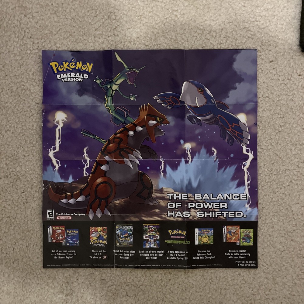 Pokemon Emerald Version 2005 Nintendo Game Boy Advance Poster T-AGB-BPEE-USA