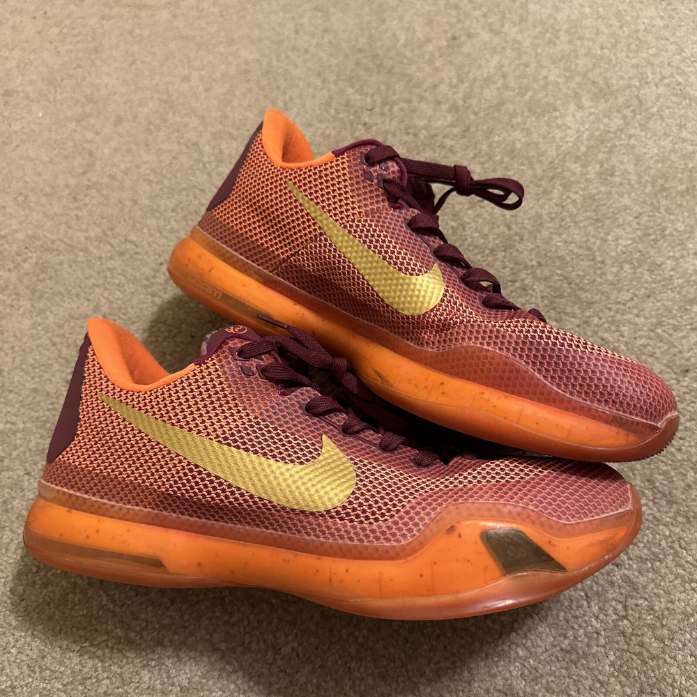 Mens NIKE Orange Kobe 10 Silk Road Basketball Shoes Sz 11