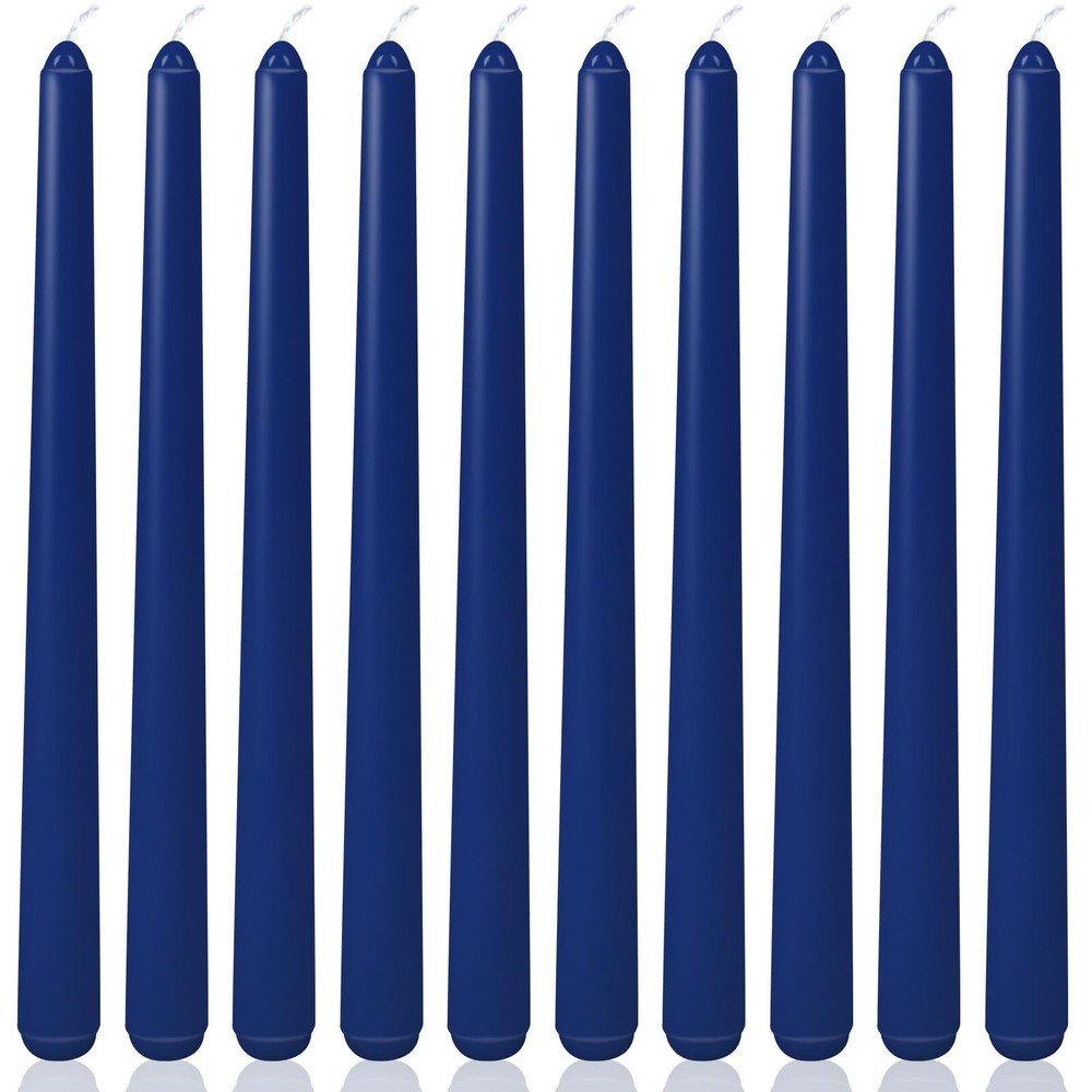 10 Inch Navy Blue Taper Candles 10 Pack for Religious Spiritual Use