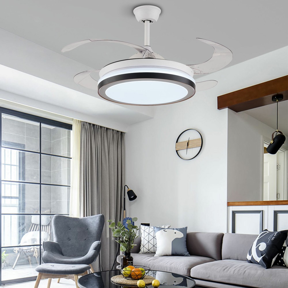 42-inch Smart Remote Control Ceiling Fan with Retractable Blades and Light Kit 110-120V