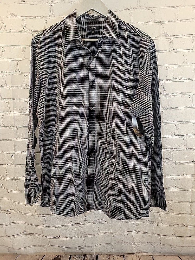 Alfani Mens Button Up Casual Shirt NWT SZ-L Multi Color