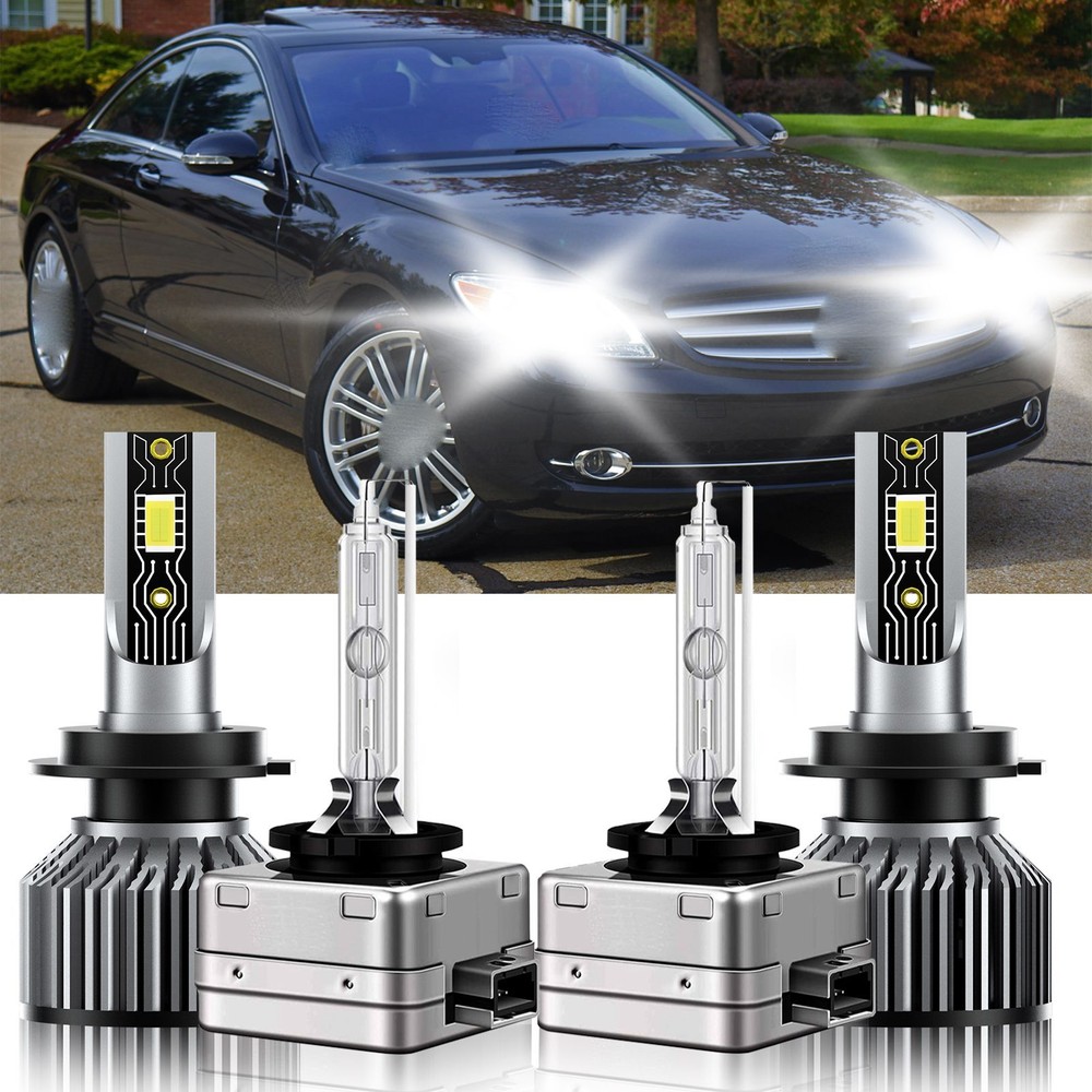 For Mercedes-Benz CL600 2010-2010 4X H7+D1S LED HID Headlight Hi Low Beam Bulbs