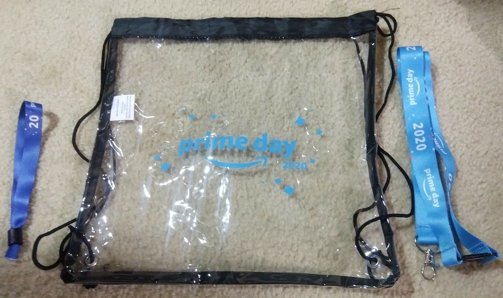 Lot of 12 Amazon Prime Day Swag Bag Pin Neck Lanyard Keychains Tattoos Wristband-image