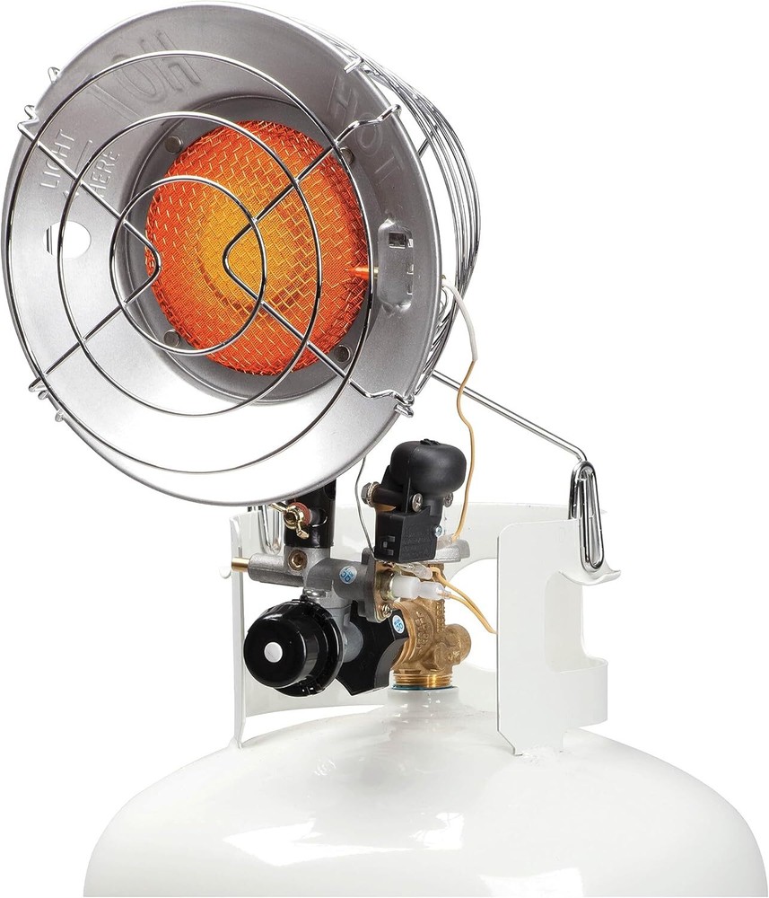 15,000 BTU Single Burner Tank Top Portable Propane Radiant Heater Grey/ Silver