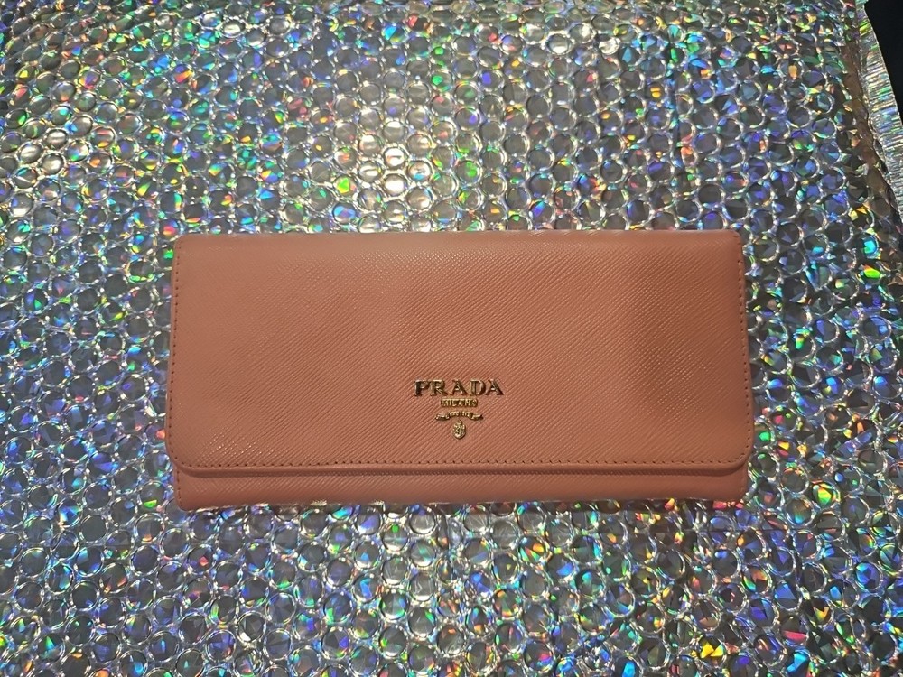PRADA Women's Authentic Wallet Retouched Long Wallet