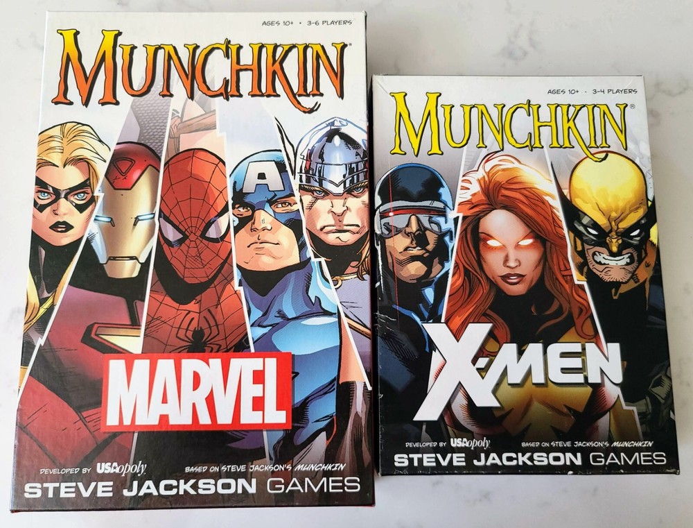 Munchkin Marvel and Munchkin X-Men  -- Steve Jackson Games. New, open boxes.